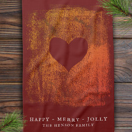 Künstlerisches Rotes Herz Zeichne Weihnachten Geschirrtuch