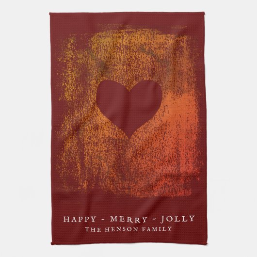 Künstlerisches Rotes Herz Zeichne Weihnachten Geschirrtuch (Vertikal)