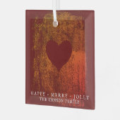 Künstlerisches Rotes Herz Zeichne Weihnachten Ornament Aus Glas (Vorderseite links)