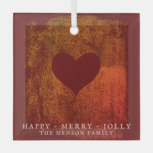 Künstlerisches Rotes Herz Zeichne Weihnachten Ornament Aus Glas (Vorderseite)