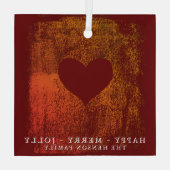 Künstlerisches Rotes Herz Zeichne Weihnachten Ornament Aus Glas (Rückseite)