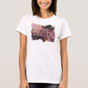 Künstlerisches rotes TOO PRETTY Textdesign T-Shirt