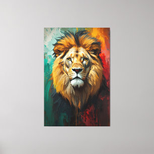 Künstlerisches Royal Lion Portrait Vibrant Ölgemäl Leinwanddruck