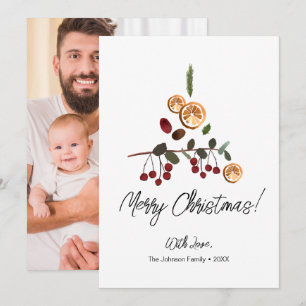 Künstlerisches Rustikales Baumblättern Frohe Weihn Feiertagskarte