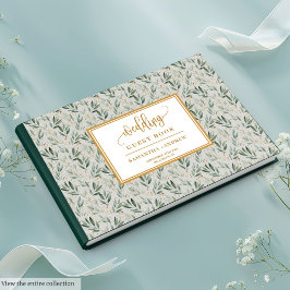 Künstlerisches Sage Green und Gold Wedding Guest B Gästebuch