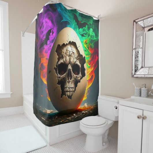 Künstlerisches Schädeldesign Duschvorhang (Beispiel)
