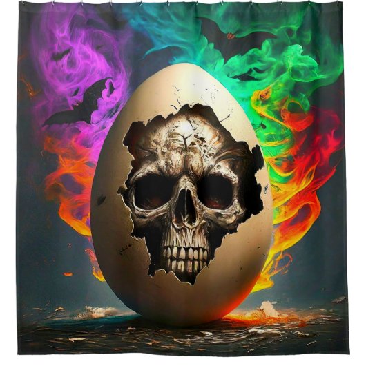 Künstlerisches Schädeldesign Duschvorhang (Vorderseite)