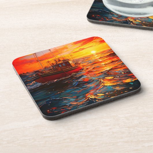 Künstlerisches Schiff Getränkeuntersetzer (Linke Seite)