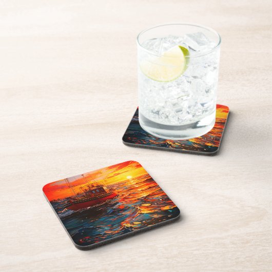 Künstlerisches Schiff Getränkeuntersetzer (Rechte Seite)