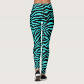 Künstlerisches Schwarz Türkis Funky Zebra Druckmus Leggings (Rückseite)