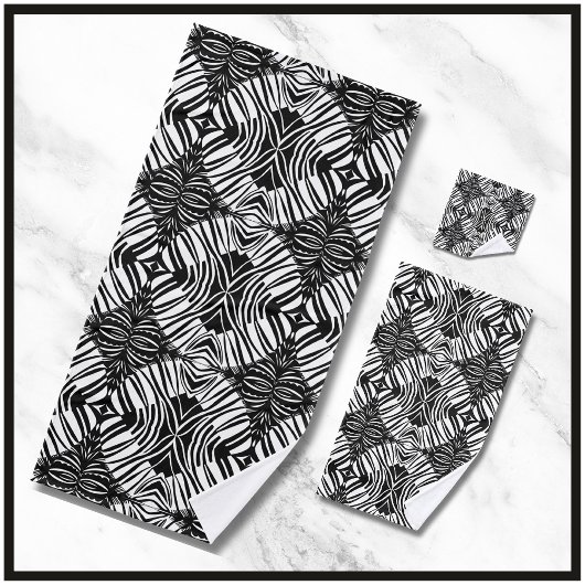 Künstlerisches Schwarz-Weiß-Muster Badhandtuch Set