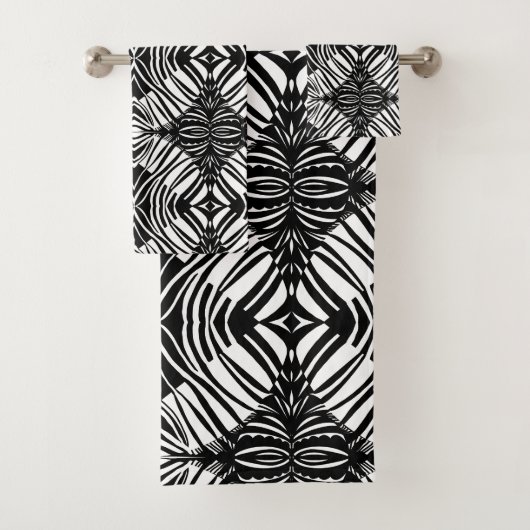 Künstlerisches Schwarz-Weiß-Muster Badhandtuch Set (Insitu)