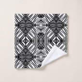 Künstlerisches Schwarz-Weiß-Muster Badhandtuch Set (Waschlappen)