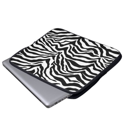 Künstlerisches Schwarz-weißes Funky Zebra Druckmus Laptopschutzhülle (Vorne Knopf)