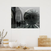 Künstlerisches Science-Fiction-Poster "Walking in Poster (Küche)