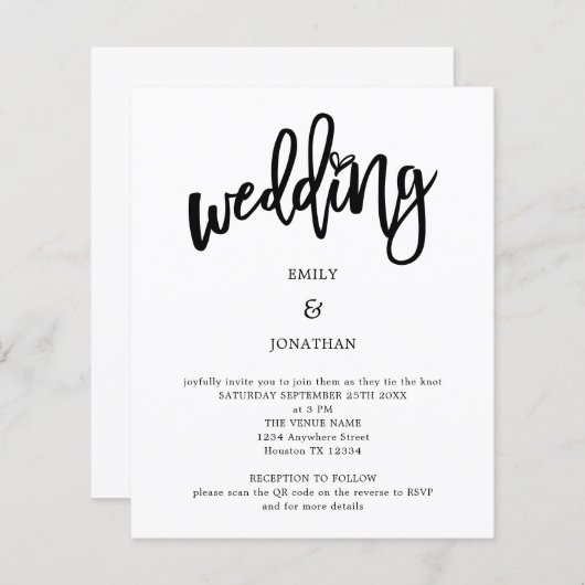 Künstlerisches Script QR Code Einladung (Vorne/Hinten)