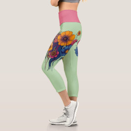 Künstlerisches Set schöner Blume Capri Leggings