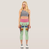 Künstlerisches Set schöner Blume Capri Leggings (Vorderseite)