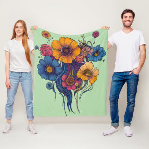 Künstlerisches Set schöner Blume Fleecedecke