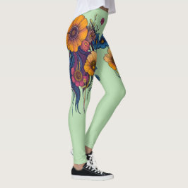 Künstlerisches Set schöner Blume Leggings