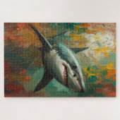 Künstlerisches Shark Portrait Lebende Ölgemälde Puzzle (Horizontal)
