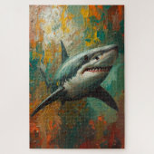 Künstlerisches Shark Portrait Lebende Ölgemälde Puzzle (Vertikal)