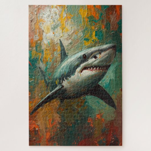 Künstlerisches Shark Portrait Lebende Ölgemälde Puzzle (Vertikal)