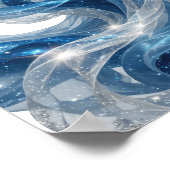 Künstlerisches Silber BLUE STARS Maßdesign Poster (Ecke)