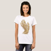 Künstlerisches Silber GOLDEN HANDS Statement-Desig T-Shirt (Vorne ganz)
