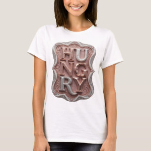 Künstlerisches Silber-HUNGRY-Slogandesign T-Shirt
