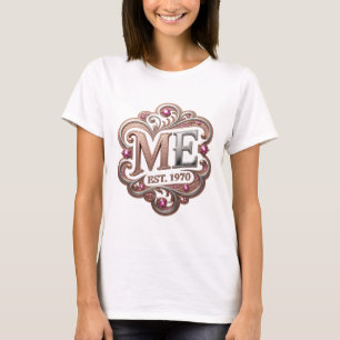 Künstlerisches Silber ME EST 1970 modernes Design T-Shirt