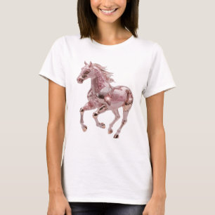 Künstlerisches Silber ROSE GOLD PFERD Slogan Desig T-Shirt