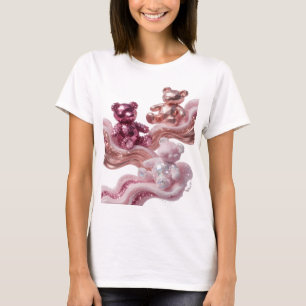 Künstlerisches Silber ROSE GOLD TEDDYBÄREN Zitat D T-Shirt