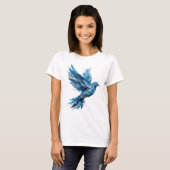 Künstlerisches Silber-WATER-BIRD-Statement-Design T-Shirt (Vorne ganz)