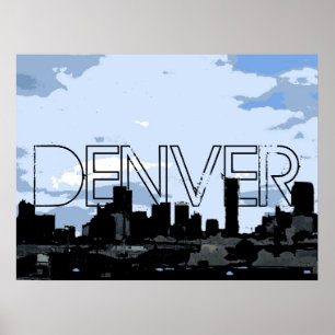 Künstlerisches Skylineplakat Denvers Colorado Poster