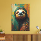 Künstlerisches Sloth Portrait Vibranit Ölgemälde Leinwanddruck (Insitu (Wohnzimmer))
