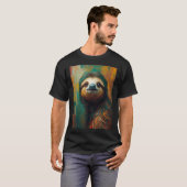 Künstlerisches Sloth Portrait Vibranit Ölgemälde T-Shirt (Vorne ganz)