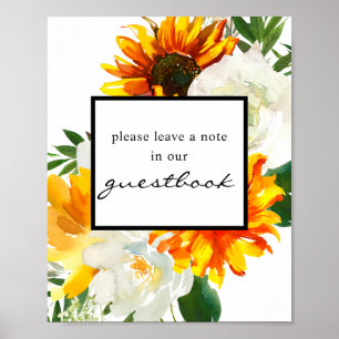 Künstlerisches Sonnenblumen-Gästebuch Poster
