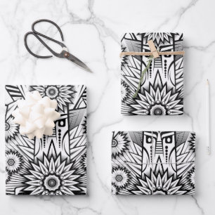 Künstlerisches Stammesdesign Geschenkpapier Set