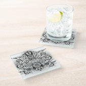 Künstlerisches Stammesdesign Glasuntersetzer (Schrägansicht)