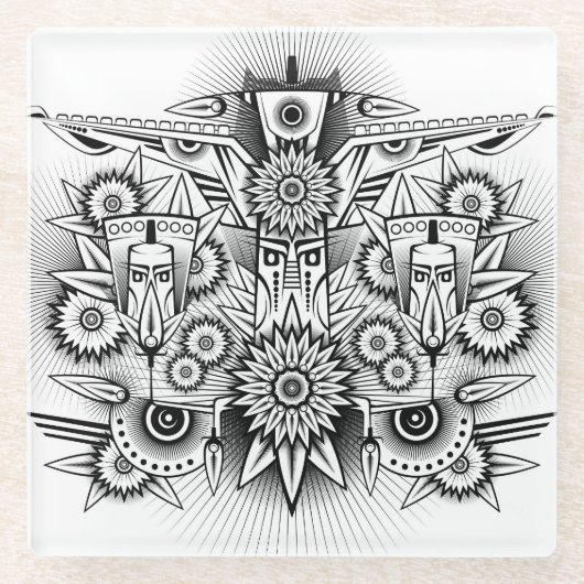 Künstlerisches Stammesdesign Glasuntersetzer (Vorderseite)