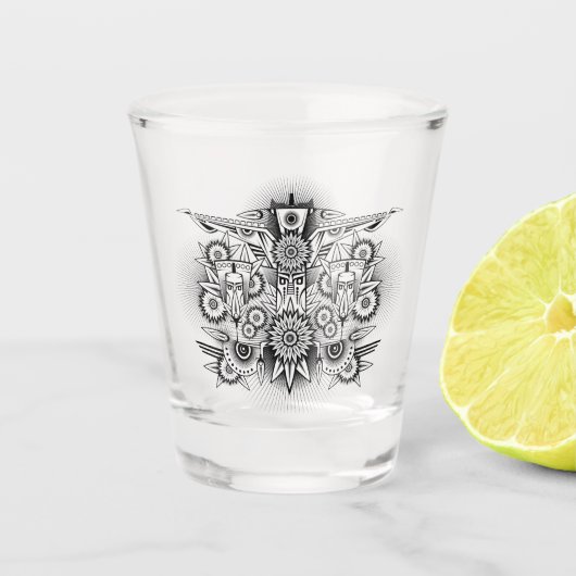 Künstlerisches Stammesdesign Schnapsglas (Vorderseite)