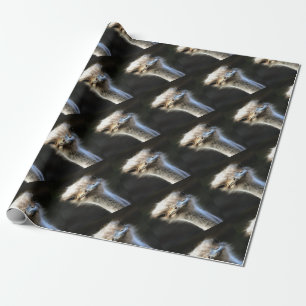 Künstlerisches Straußenportrait mit goofy expressi Geschenkpapier