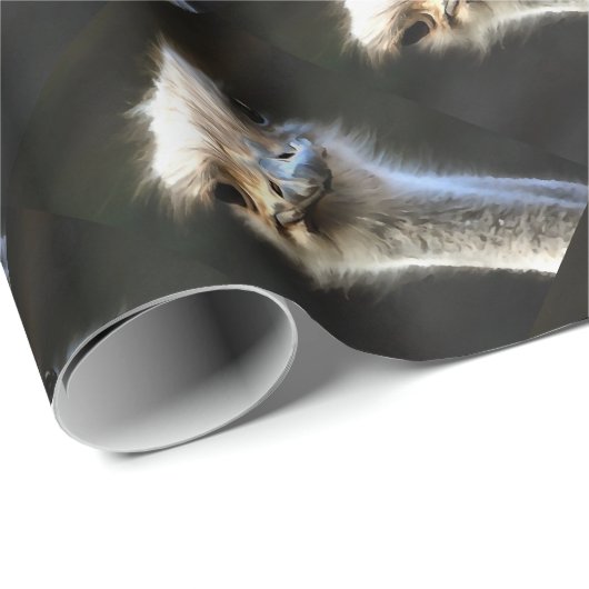 Künstlerisches Straußenportrait mit goofy expressi Geschenkpapier (Rolleneckpunkt)