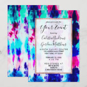 Künstlerisches Summer Pink Blue Gefärbte Krawatte  Einladung (Vorne/Hinten)