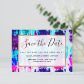 Künstlerisches Summer Pink Blue Gefärbte Krawatte Save The Date (Stehend Vorderseite)