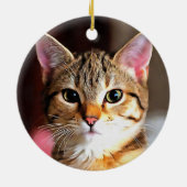 Künstlerisches Tabby Cat Kitten Portrait Keramik Ornament (Hinten)