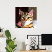 Künstlerisches Tabby Cat Kitten Portrait Poster (Heimbüro)