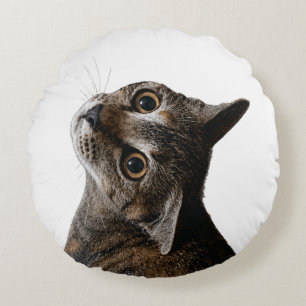 Künstlerisches Tabby-Katzenporträt-Foto Rundes Kissen
