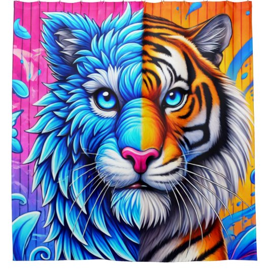 Künstlerisches Tiger-Design Duschvorhang (Vorderseite)